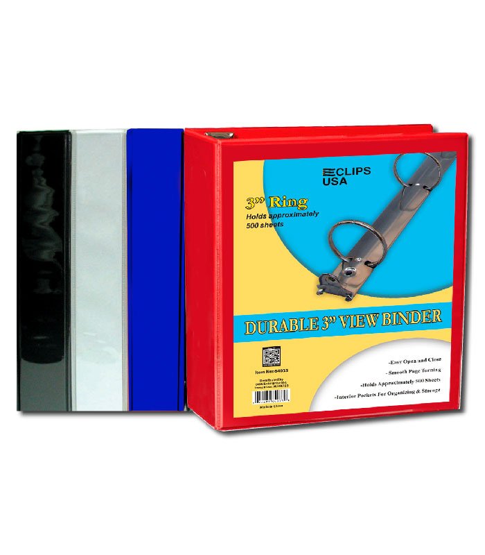 3-Ring Vinyl View Binders 3" Assorted – Pack of 12 | Journal Office Supplies