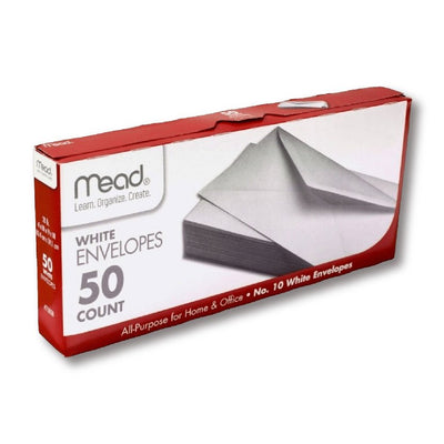 Mead Envelopes, 10, White, 50ct, Case Pack of 24, Ideal for Bulk Buyers