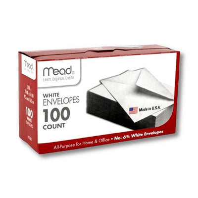 Mead Envelopes, 6, 3/4 White, 100 ct, Case Pack of 24, Ideal for Bulk Buyers