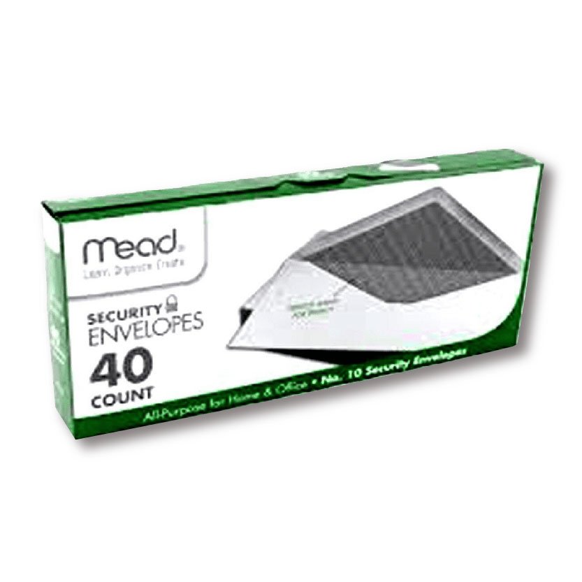 Mead Security Envelopes #10, White, 40ct, Case Pack of 24, Ideal for Bulk Buyers