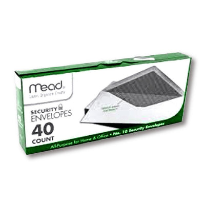 Mead Security Envelopes #10, White, 40ct, Case Pack of 24, Ideal for Bulk Buyers