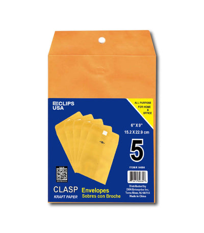 Clasp Envelopes, 6" x 9", 5 pk, Case Pack of 48, Ideal for Bulk Buyers
