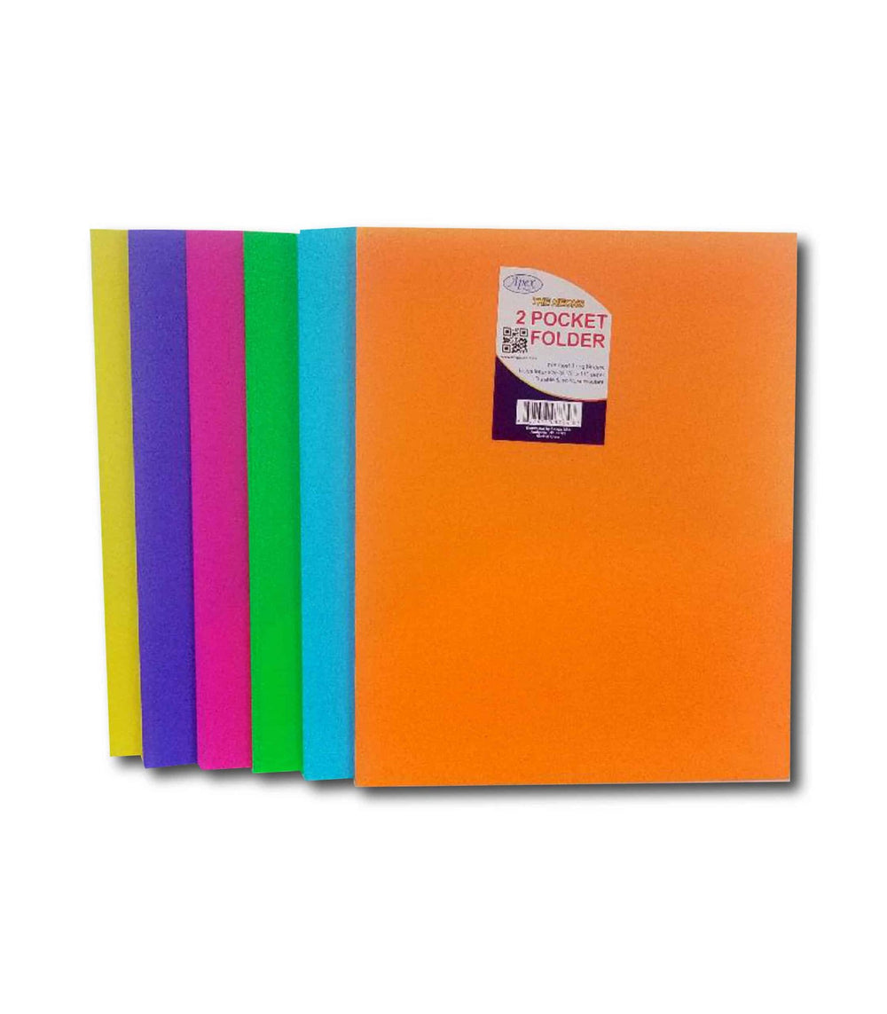Poly Cover Folders No Holes Neon Assorted Colors – Pack of 48 | Journal Office Supplies, Ideal for Bulk Buyers