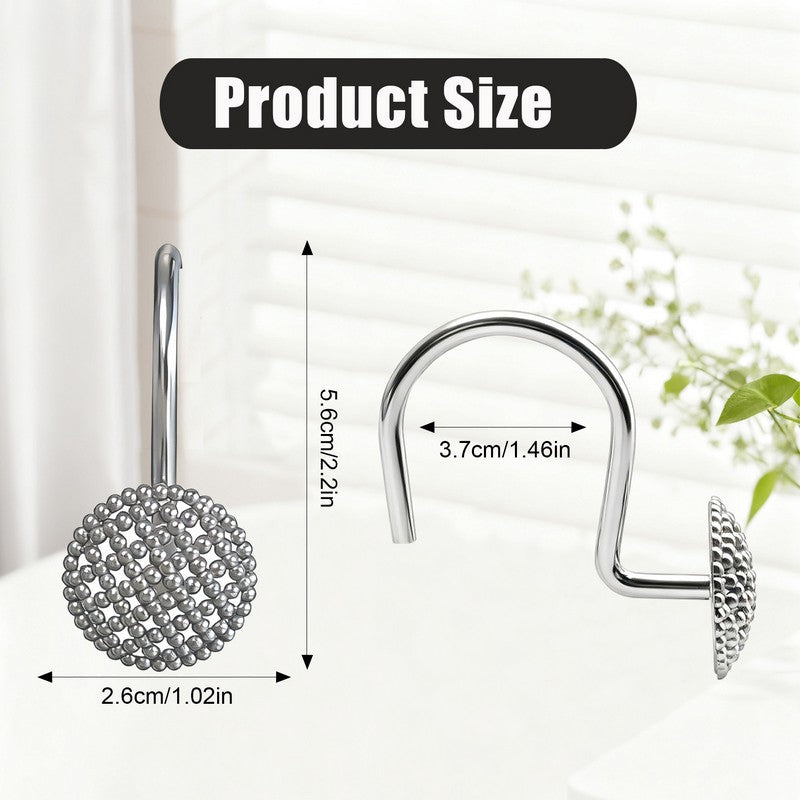 12PCS DECORATIVE SHOWER HOOKS CHROME - 24