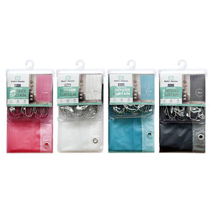 6G PEVA EMBOS SHOWER CURTAIN W/HOOKS-24