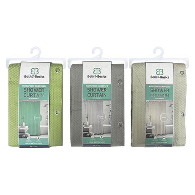 MICROFIBER EMBOSS SHOWER CURTAIN W/GROMT