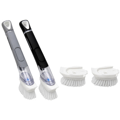 DISH CLEANING SOAP DISPENSING BRUSH/2 REFILL TRR SOFT GRIP -24