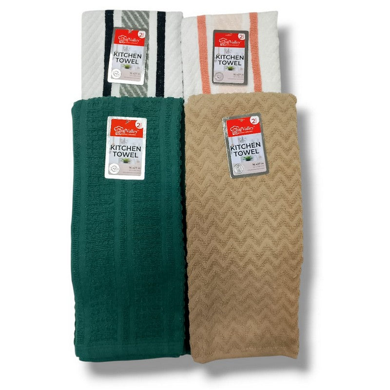2PK KITCHEN TOWEL 15X25 ASST- 48