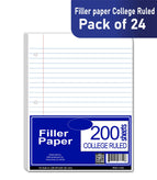 Filler Paper 200 Ct, College Ruled, Case Pack of 24, Ideal for Bulk Buyers