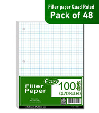 Filler Paper, 100 Count, Graph Ruled, Case Pack of 48, Ideal for Bulk Buyers