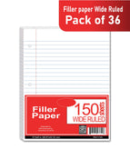 Filler Paper 150 ct, Wide Ruled, Case Pack of 36, Ideal for Bulk Buyers