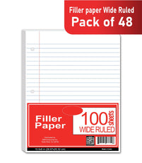 Filler Paper, 100 Count, Wide Ruled, Case Pack of 48, Ideal for Bulk Buyers