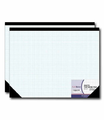 TOP Sturdy Graph Desk Pad, 22" x 17", 1/4" Quad Grid, 50 Sheets Per Pad, Pack of 2 Pads – Graph and Writing Pads