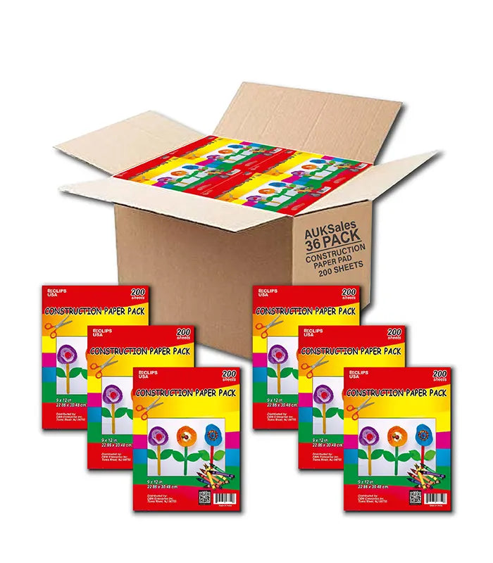 Multicolor Construction Pads 9" x 12" – 200 Sheets Pack of 36 | Art & Craft, Ideal for Bulk Buyers