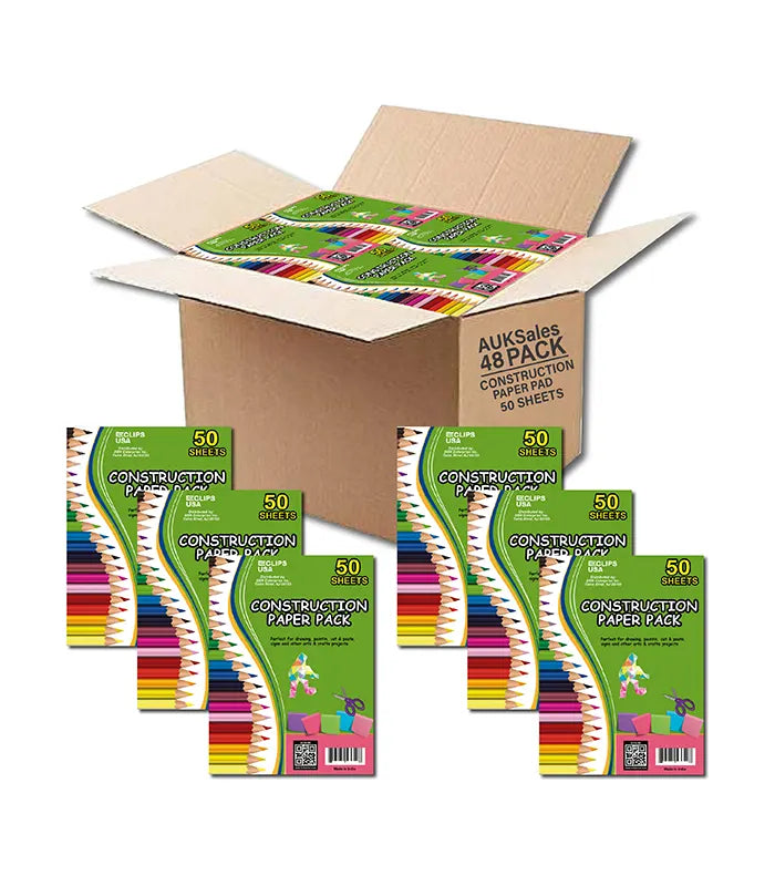 Multicolor Construction Pads 9" x 12" – 50 Sheets Pack of 48 | Art & Craft, Ideal for Bulk Buyers