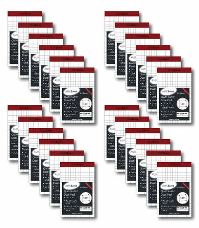 Quad Ruled Dual Graph Pad 5 x 8 Inches -White Color 100 sheets per Perforated Pad, Case Pack of 24