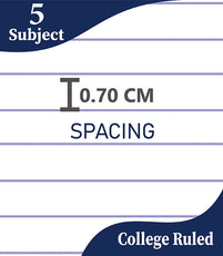 5 Subject Spiral Notebook College Ruled 150 sheets, Case Pack of 24, Ideal for Bulk Buyers, Assorted Colors