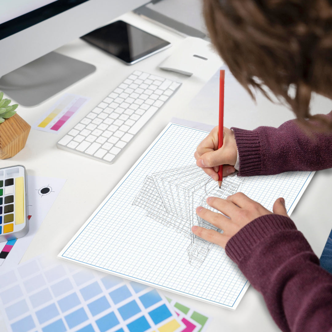 Medium Desk Pad, 17'' x 11'', Graph Ruled, Graph and Writing Pads, (Pack of 2 Pads)