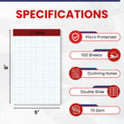 Quad Ruled Dual Graph Pad 5 x 8 Inches -White Color 100 sheets per Perforated Pad, Case Pack of 36
