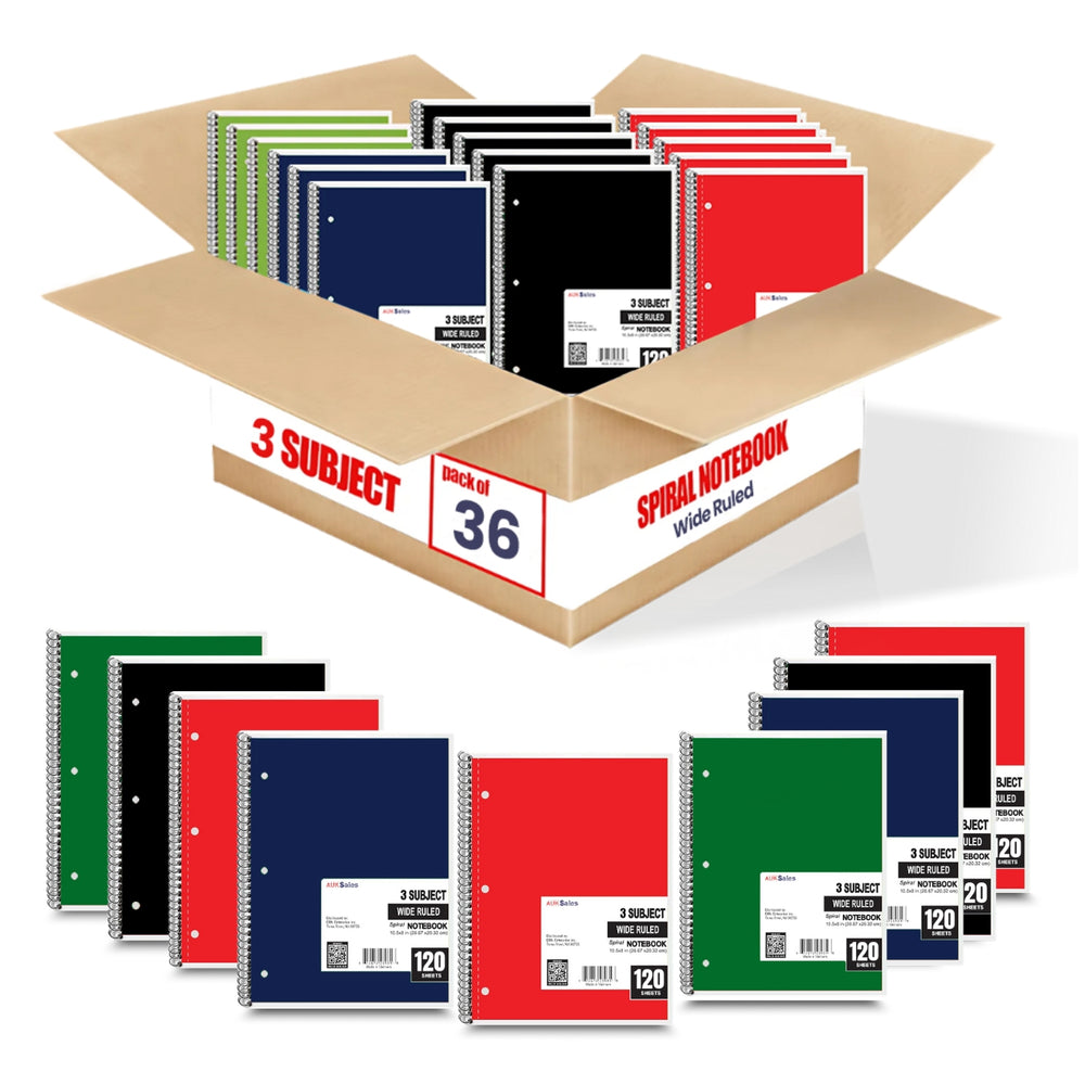 eClips 3 Subject Notebook – 120 Sheets, Wide Ruled, Case Pack of 36