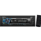 Car stereo system with remote control on a white background