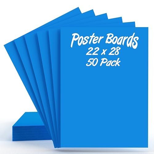 Blue Poster Boards – 22" x 28", Smooth Finish, Case Pack of 50