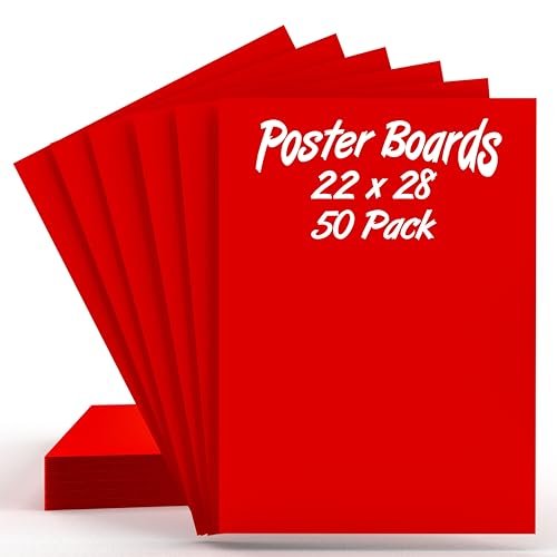 Poster Boards – 22'' x 28'', Red, Pack of 50 – Posters and Foam Boards