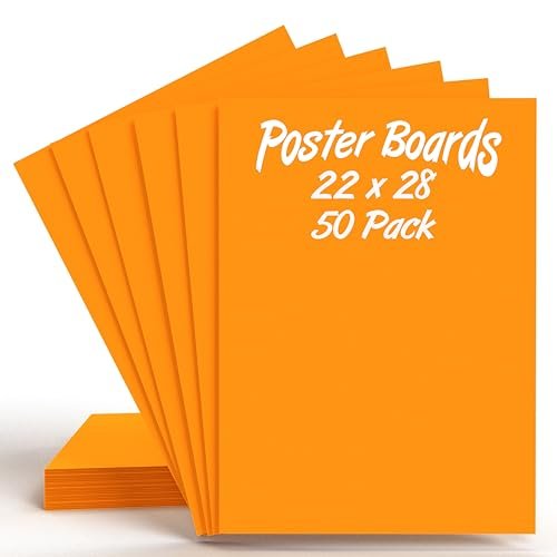Orange Poster Boards – 22" x 28", Smooth Finish, Case of 50