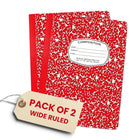 Marble Composition Notebook – 100 Sheets, Wide Ruled, Red Cover, Pack of 2