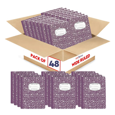 Marble Composition Notebook – 100 Sheets, Wide Ruled, Purple Cover, Case Pack of 48