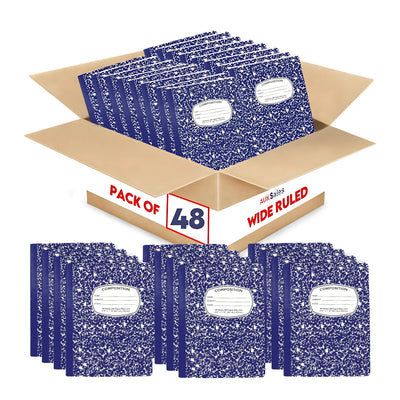Marble Composition Notebook – 100 Sheets, Wide Ruled, Blue Cover, Case Pack of 48