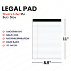 Legal Pad – 8.5" x 11", White, 50 Sheets Each, Case Pack of 72