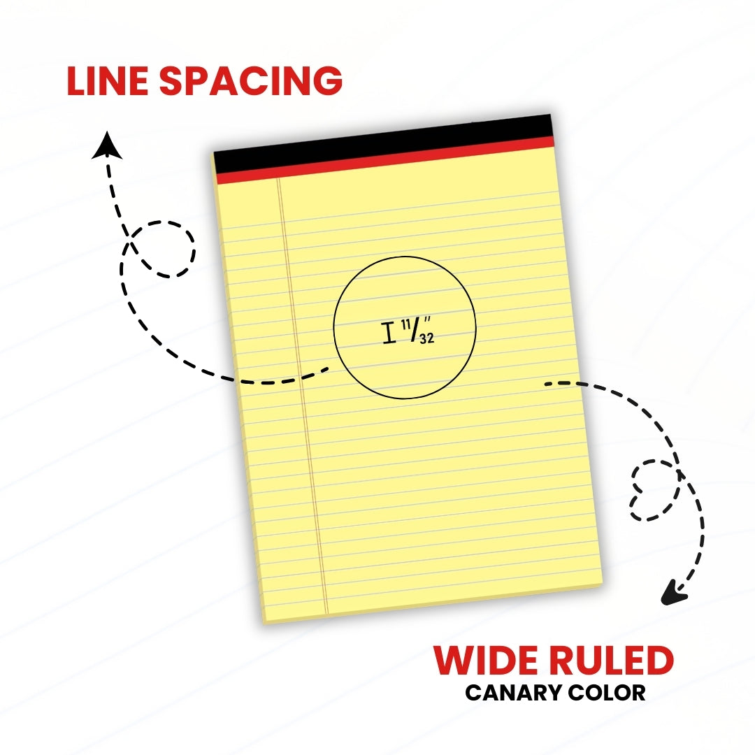 Legal Pad – 8.5" x 11", Canary, 50 Sheets Each, Case Pack of 72