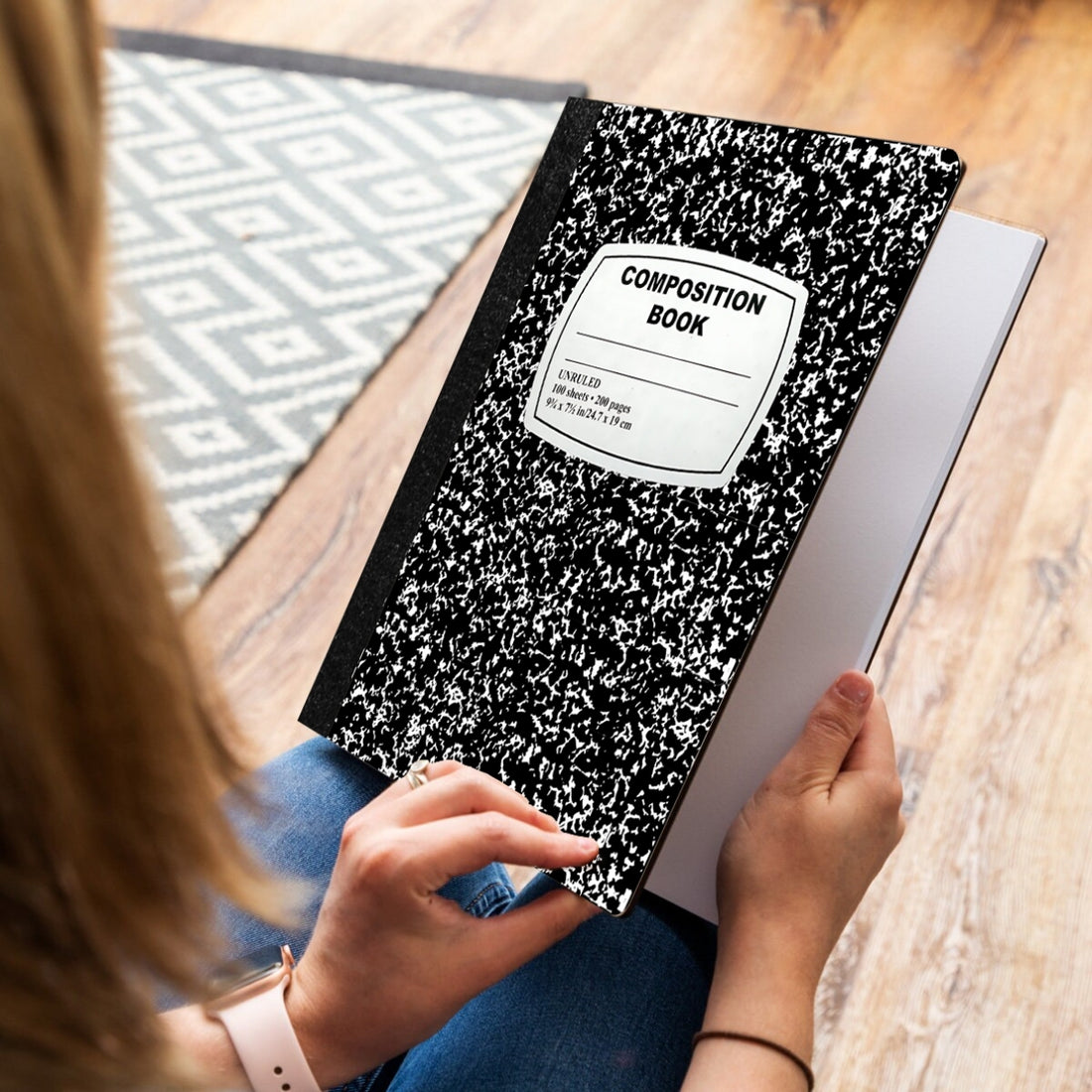 Marble Notebook – 100 Sheets, Unruled, Black Cover, Case Pack of 48, Ideal for Bulk Buyers