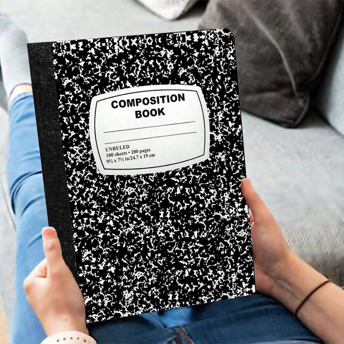 Marble Notebook – 100 Sheets, Unruled, Black Cover, Case Pack of 48, Ideal for Bulk Buyers