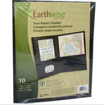 Earthwise Oxford Twin Pocket Folders, 10 Pack , Black Colored Folders, Case Pack of 10 , Ideal for Bulk Buyers