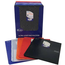 2 Pocket Ultra Poly Folder, With Holes, Rhomboid Design Assorted Colors, In Display, Case Pack of 48, Ideal for Bulk Buyers