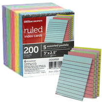 Pocket Size Index Cards, Assorted Colors , 3