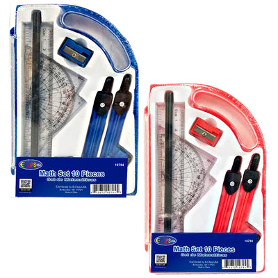Geometric Math Set,10 Pcs , Case Pack of 36, Ideal for Bulk Buyers