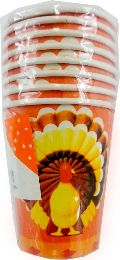 TOM TURKEY Cups 9oz. 8 ct , Case Pack of 60 , Ideal for Bulk Buyers