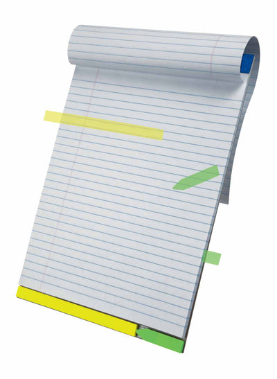 AMPAD Writing Pad 8.5" x 11.75", 50 sheets, White, Wide Ruled, Includes 25 Highlighter Strips & 25 Arrow Flags, Case Pack of 44, Ideal for Bulk Buyers