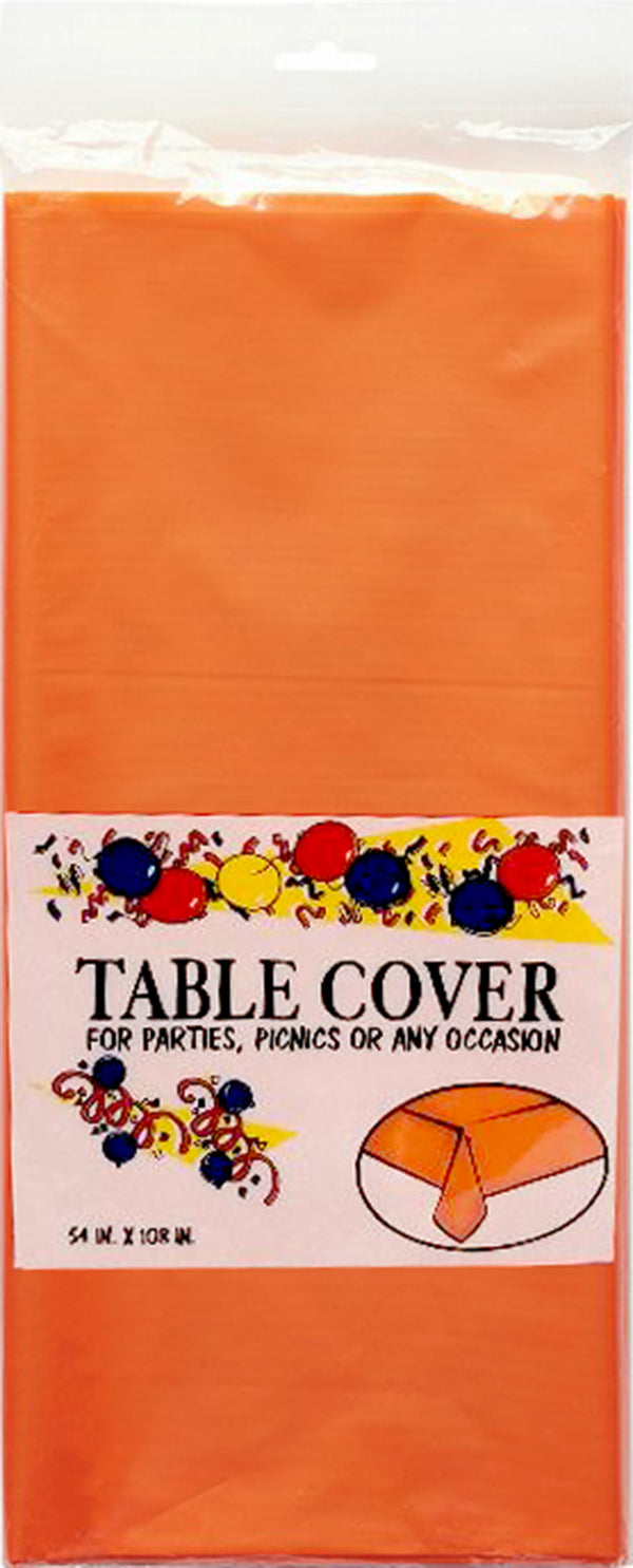 Plastic Tablecover, 54" x 108", ORANGE , Case Pack of 48 , Ideal for Bulk Buyers