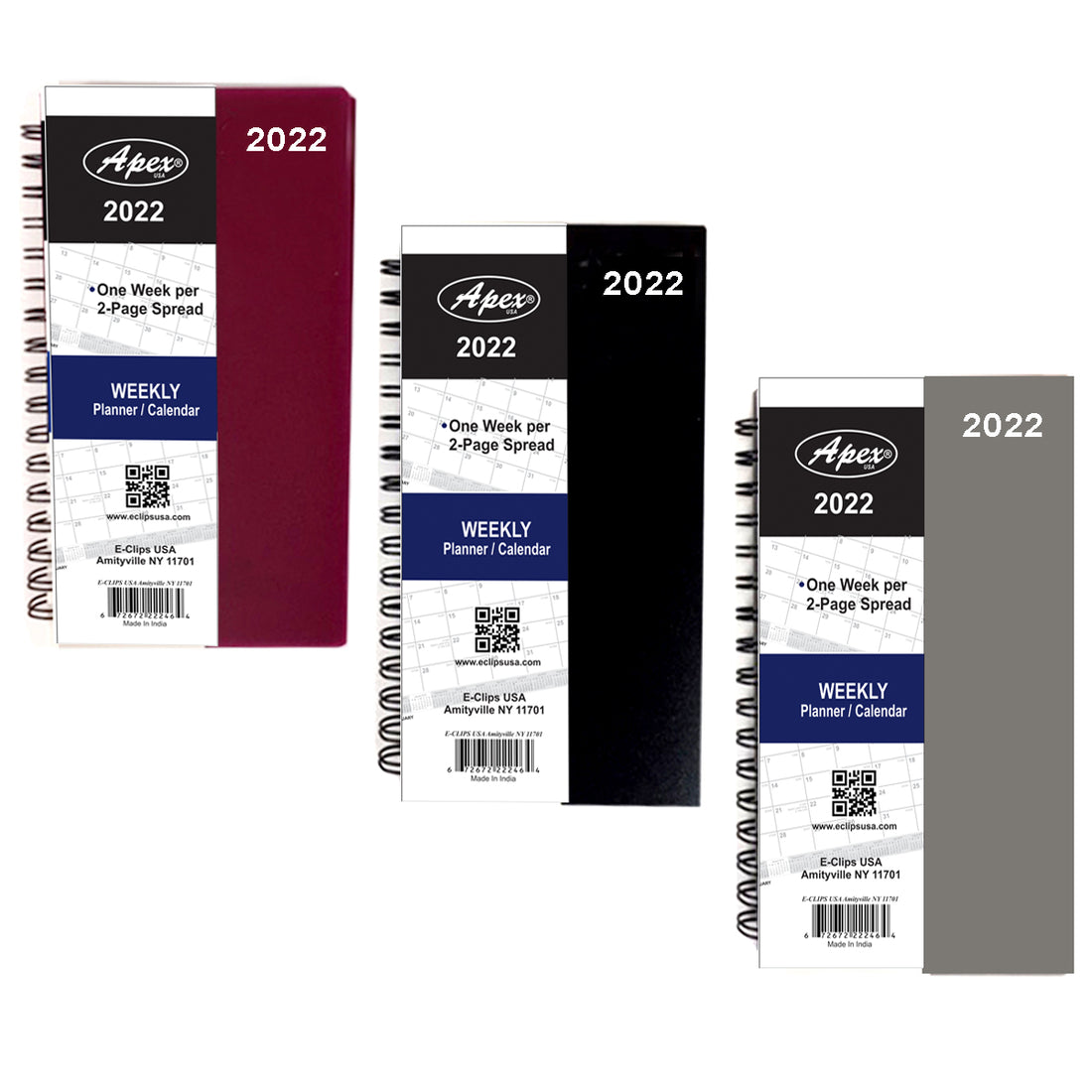 2022 Spiral Weekly Planner, 3" x 6" , Available in Case Pack of 48 , Ideal for Bulk Buyers, Wholesalers and Retailers