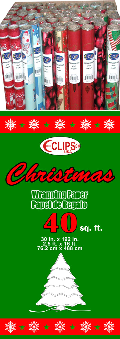 Christmas Wrapping Paper 30"x 40", Case Pack of 48, Ideal for Bulk Buyers