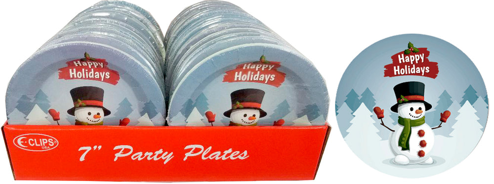 Snowman Paper Plates, 7", 10 pk, Case Pack 36 , Ideal for Bulk Buyers