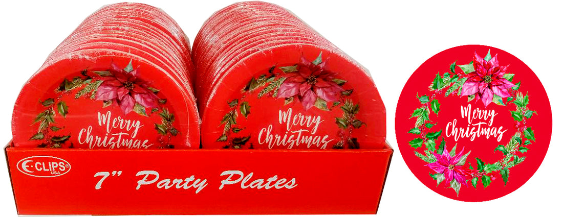 Christmas Wreath Paper Plates, 7", 10 pk, Case Pack of 36, Ideal for Bulk Buyers