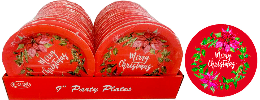Christmas Wreath Paper Plates, 9", 10 pk, Case Pack of 36, Ideal for Bulk Buyers