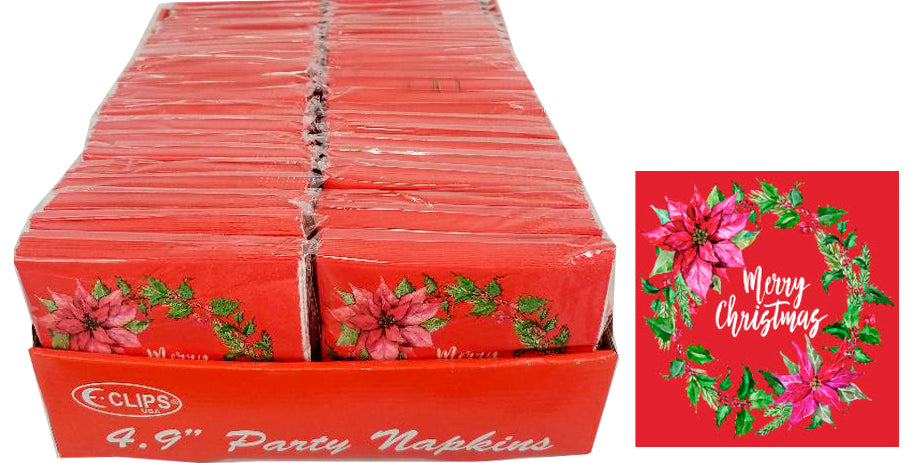 Christmas Wreath Cocktail Napkins ,20 pk, Case Pack of 48, Ideal for Bulk Buyers