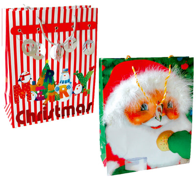 Christmas Glossy 3D Medium Gift bags, Case Pack of 168, Ideal for Bulk Buyers