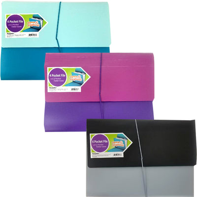 PENDAFLEX 4 Pocket Expanding File , 2 Tone Colors, Case Pack of 4, Ideal for Bulk Buyers